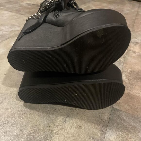 demonia goth punk women’s 5" wedge platform black ankle boots size 6 - Picture 5 of 6